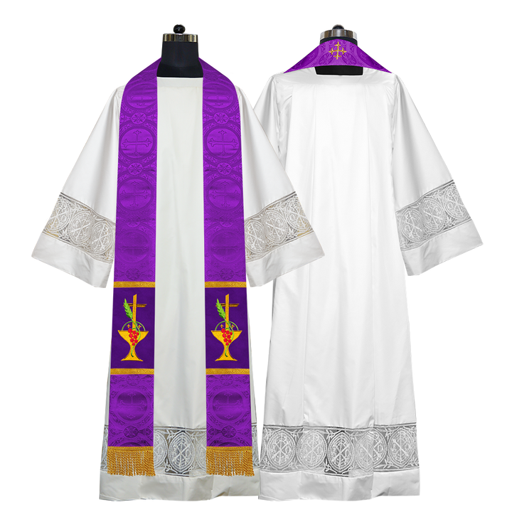 Communion Motif Embroidered Priest Stole