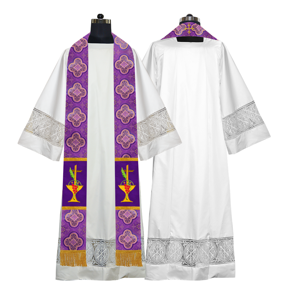 Communion Motif Embroidered Priest Stole