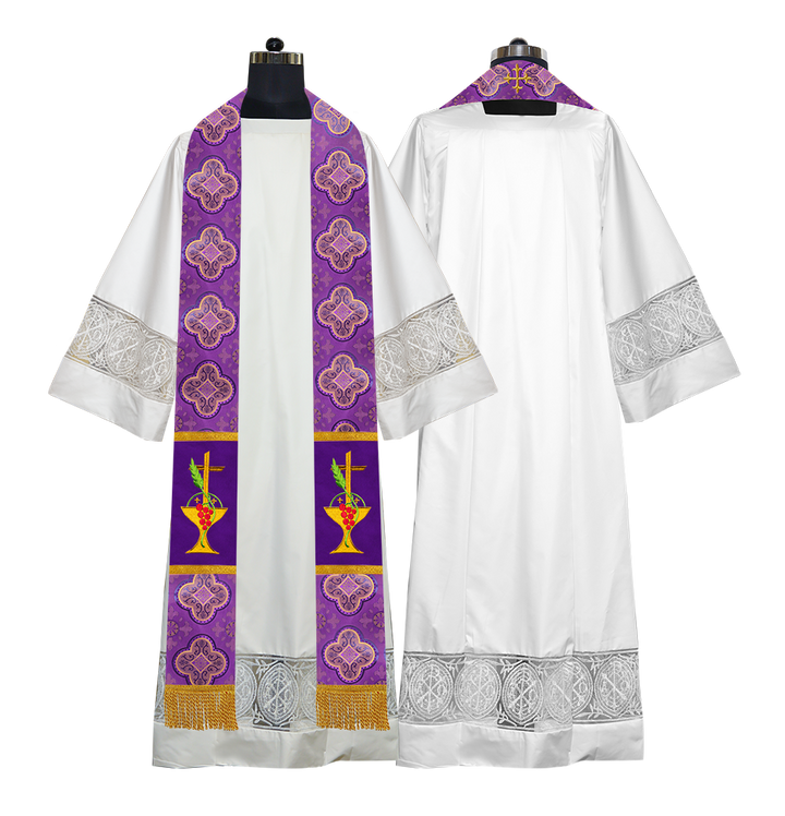 Communion Motif Embroidered Priest Stole