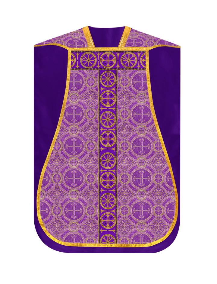 Roman Chasuble Vestment with Spiritual Motif and Ornate Braids