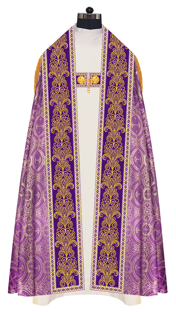 Roman Cope Vestment with Spiritual Motif and Adorned Embroidery