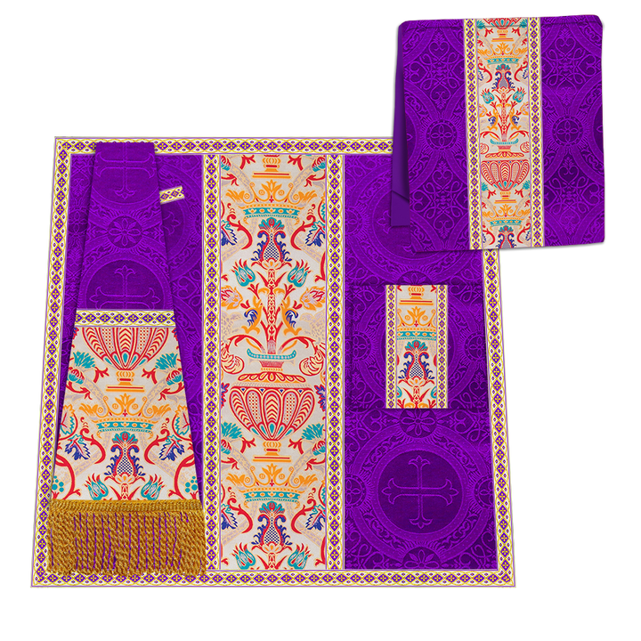 Gothic Chasuble in Coronation Tapestry Enhanced with Orphrey and Trims