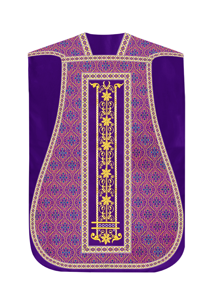 Roman Chasuble Vestment Enhanced With Orphrey and Trims