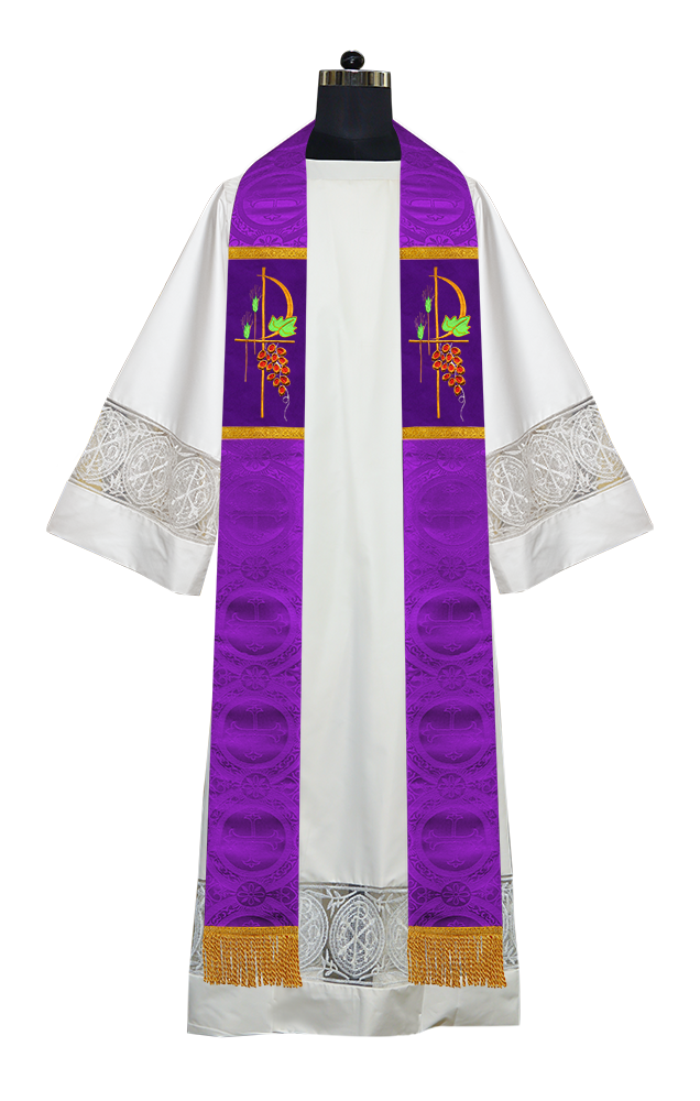 PAX with Grapes Embroidered Clergy Stole