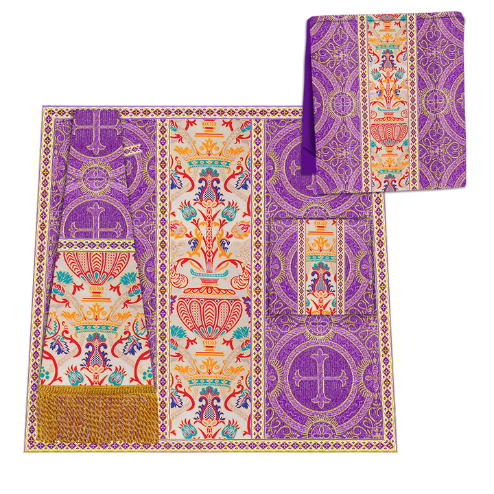 Gothic Chasuble in Coronation Tapestry Enhanced with Orphrey and Trims