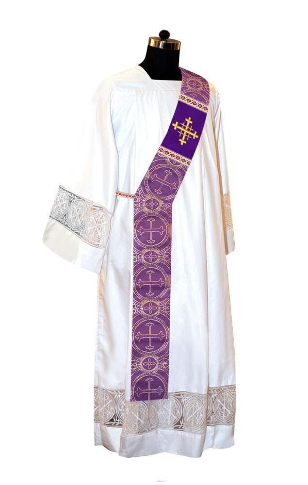 Deacon Stole with Liturgical Motif and Trims