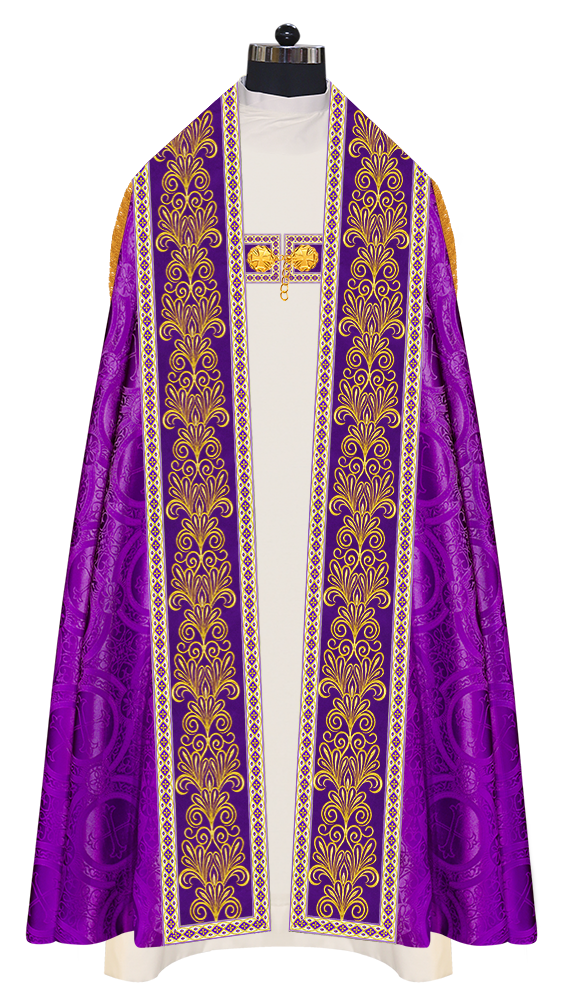 Roman Cope Vestment with Spiritual Motif and Adorned Embroidery