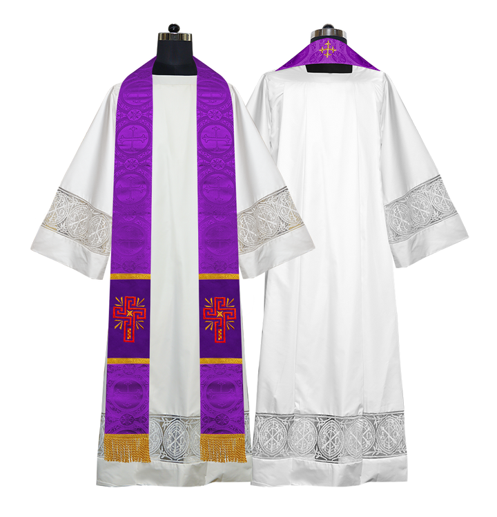 Set of 4 Glory Cross Embroidered Priest Stole