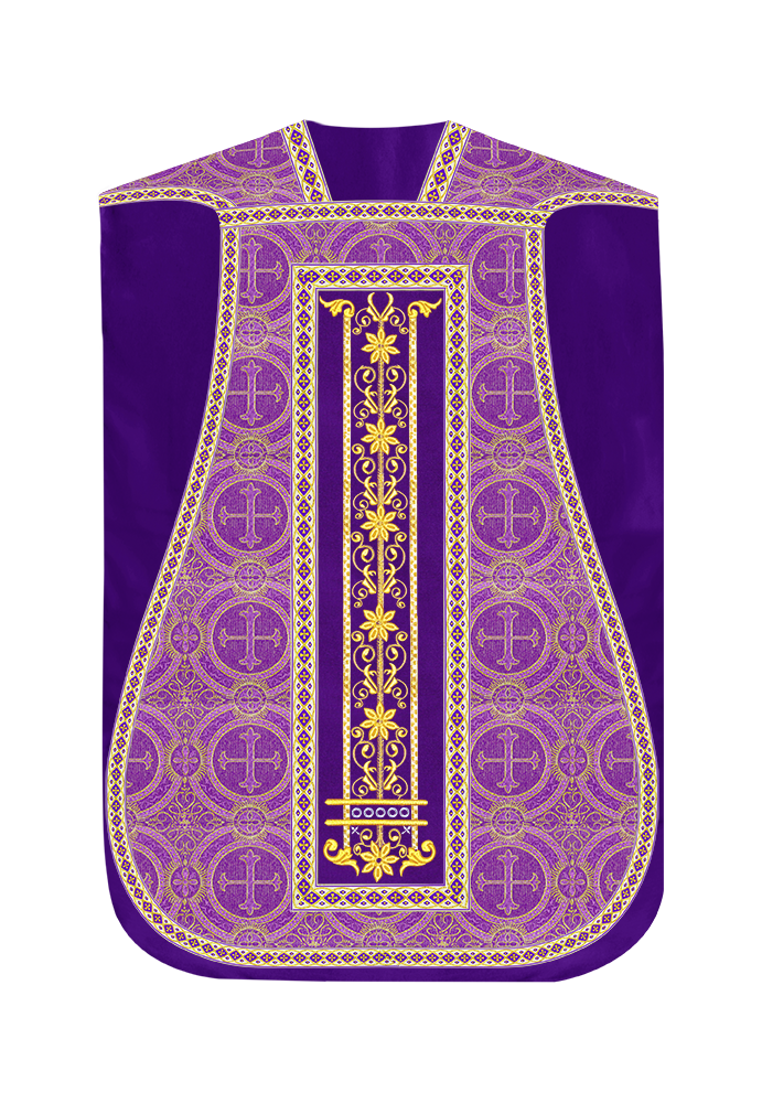 Roman Chasuble Vestment Enhanced With Orphrey and Trims