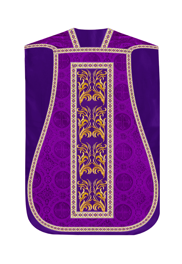 Roman Chasuble Vestment With Woven Braids and Trims