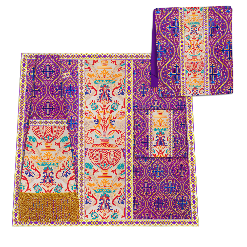 Gothic Chasuble in Coronation Tapestry Enhanced with Orphrey and Trims