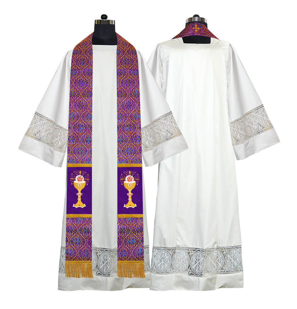 Set of 4 Chalice with IHS Embroidered Priest Stole