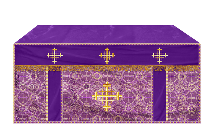 Church Altar Cloth with Braided Cross and Trims