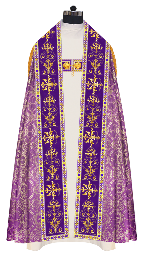 Embroidered Roman Cope Vestment with Braided Trims