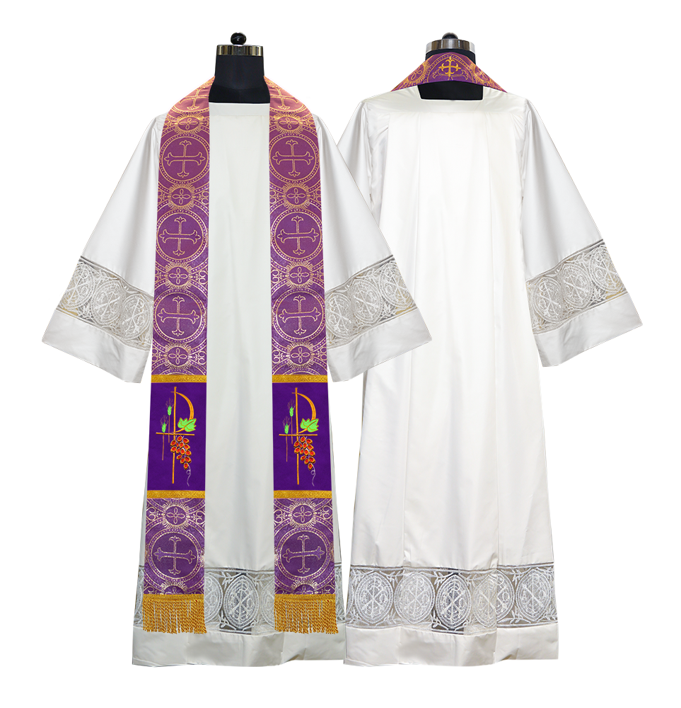 PAX with Grapes Embroidered Priest Stole