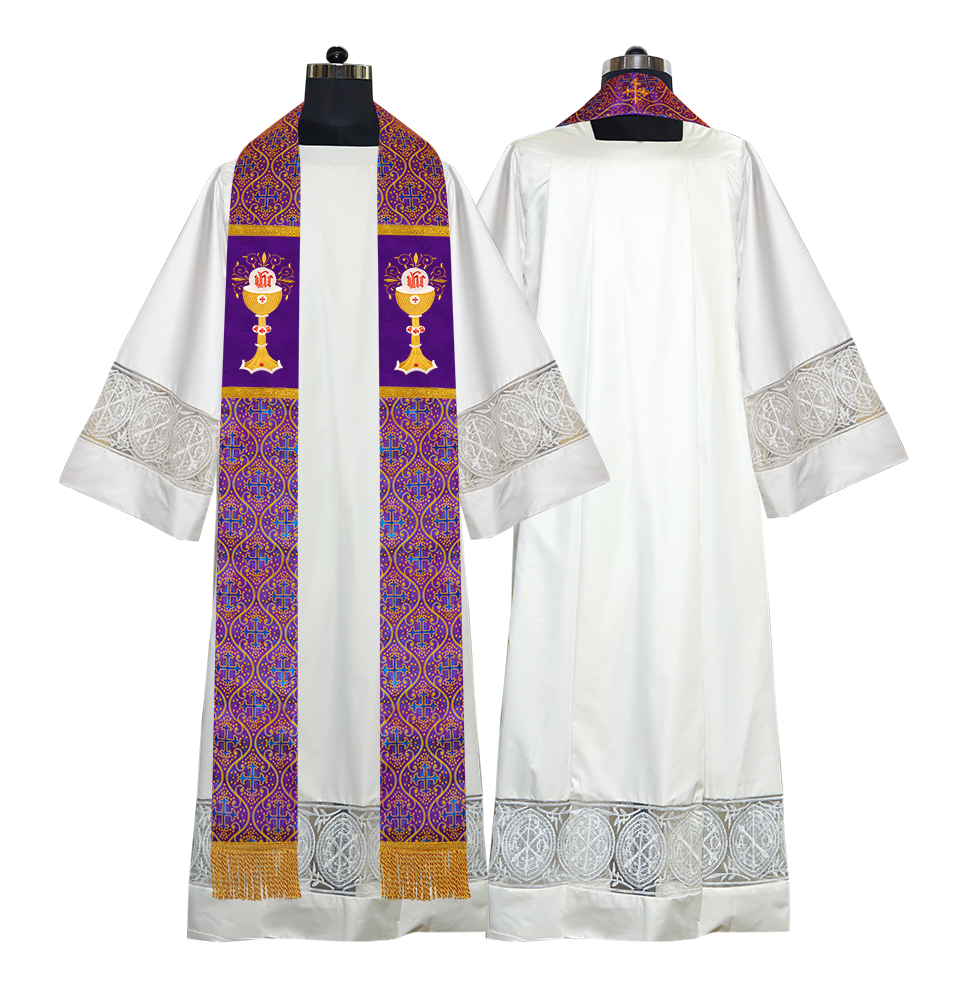 Chalice with IHS Embroidered Clergy Stole