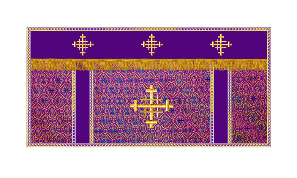 Church Altar Cloth with Braided Cross and Trims