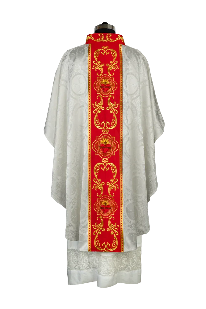 Gothic Style Chasuble with Sacred Heart Embroidered Orphrey