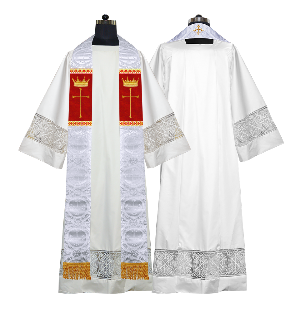 Pastor Clergy Stole with Spiritual Cross and Crown Embroidery