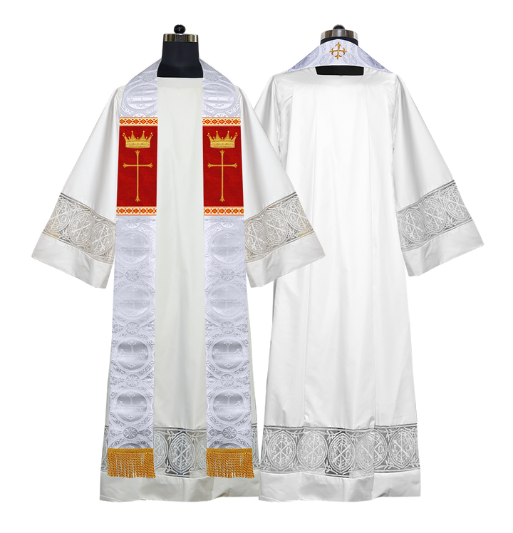 Pastor Clergy Stole with Spiritual Cross and Crown Embroidery