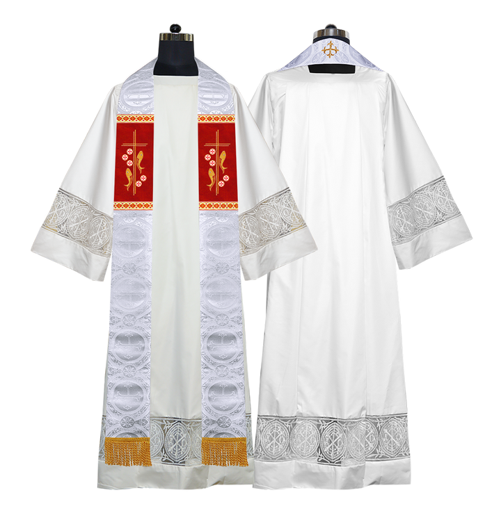 Clergy Stole with Embroidered Fish and Loaves