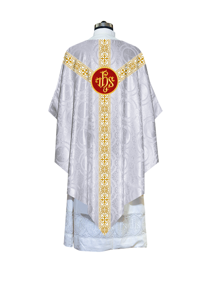 Traditional Pugin Style Chasuble Adorned with White Braids