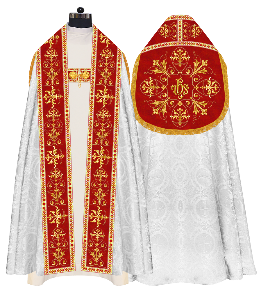 Embroidered Roman Cope Vestment with Braided Trims