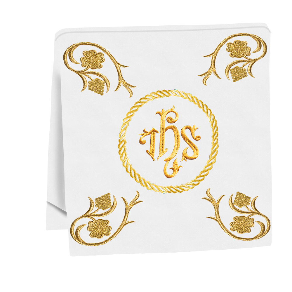 Embroidered Catholic Altar Cloth with Golden Braids