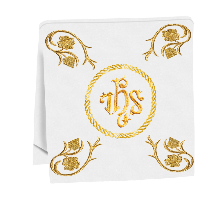 Embroidered Catholic Altar Cloth with Golden Braids
