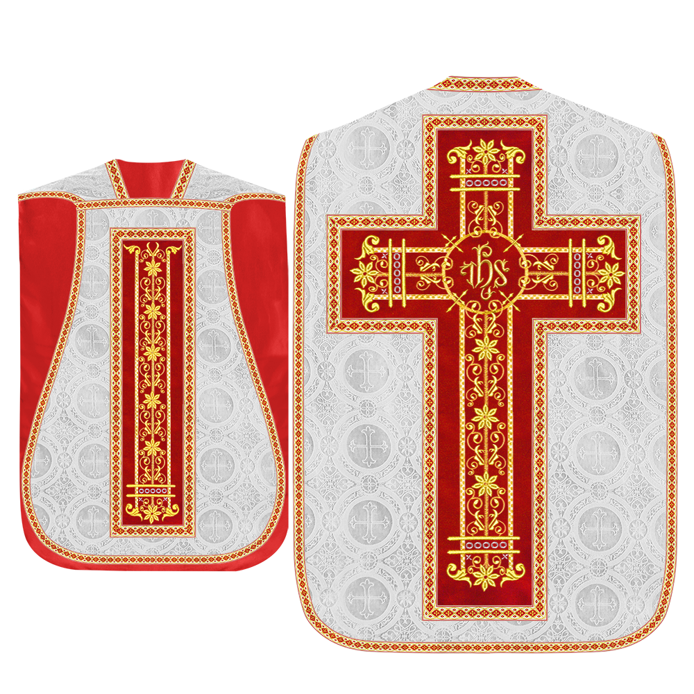 Roman Chasuble Vestment Enhanced With Orphrey and Trims