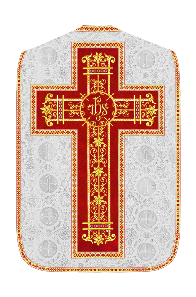 Roman Chasuble Vestment Enhanced With Orphrey and Trims