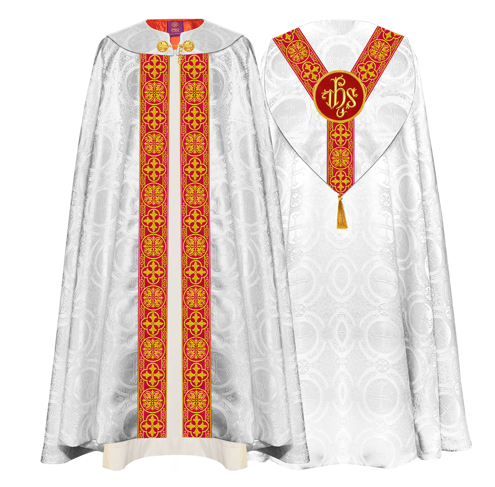 Gothic Cope Vestment with Y Type Braided Trims and Motifs