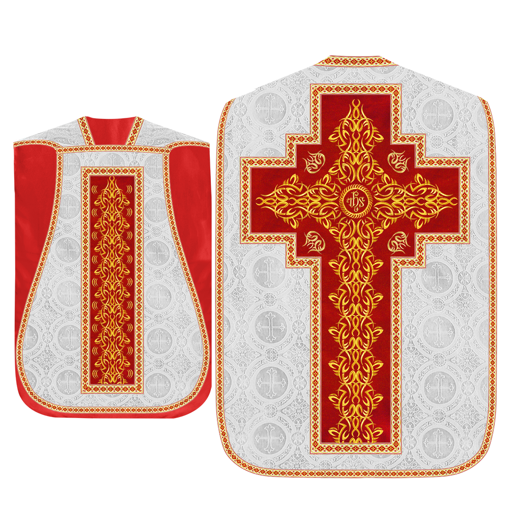 Set of Four Roman Chasuble with Embroidered Trims