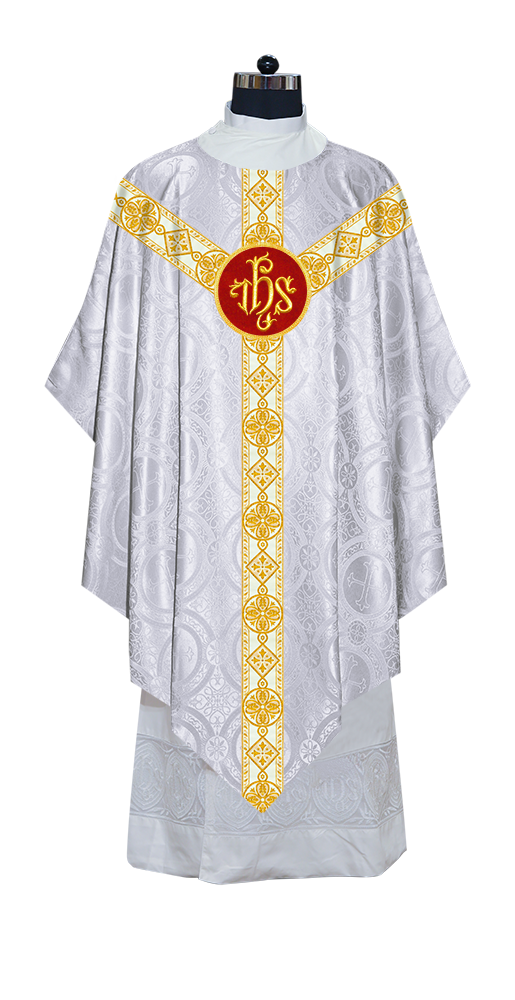 Traditional Pugin Style Chasuble Adorned with White Braids