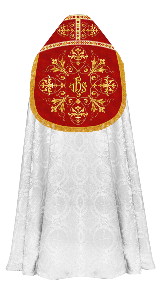 Embroidered Roman Cope Vestment with Braided Trims