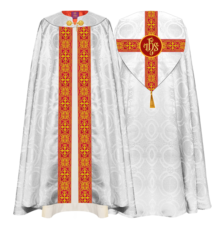 Gothic Cope Vestment with Cross type Braided Trims and motif