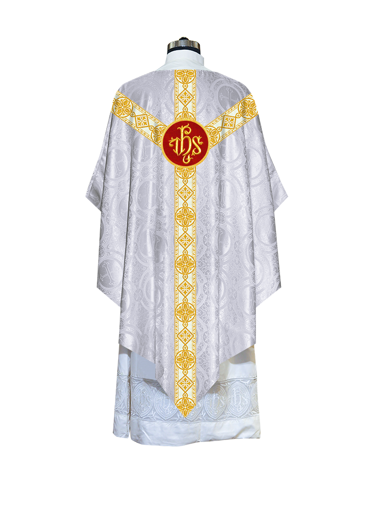 Traditional Pugin Style Chasuble Adorned with White Braids