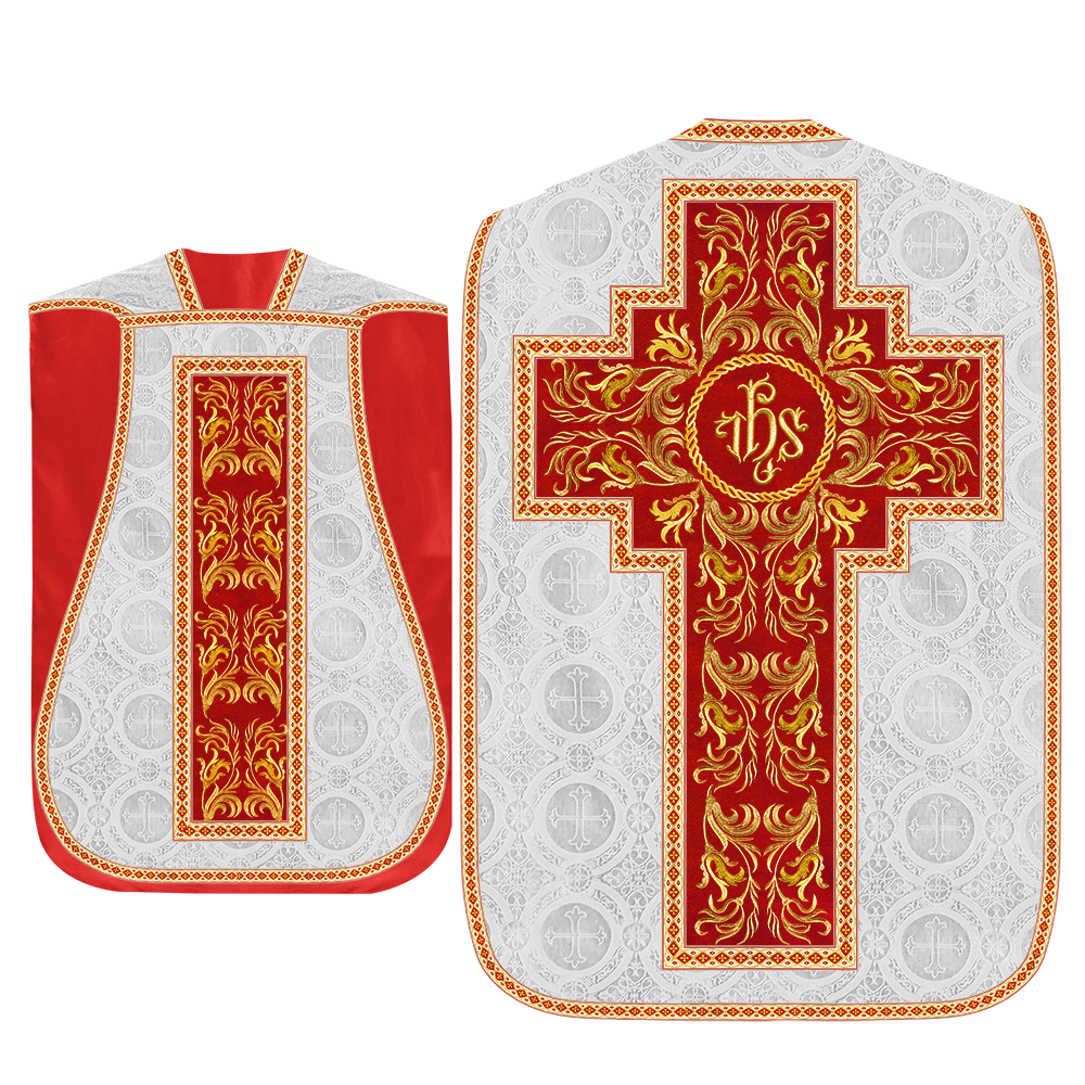 Roman Chasuble Vestment With Woven Braids and Trims