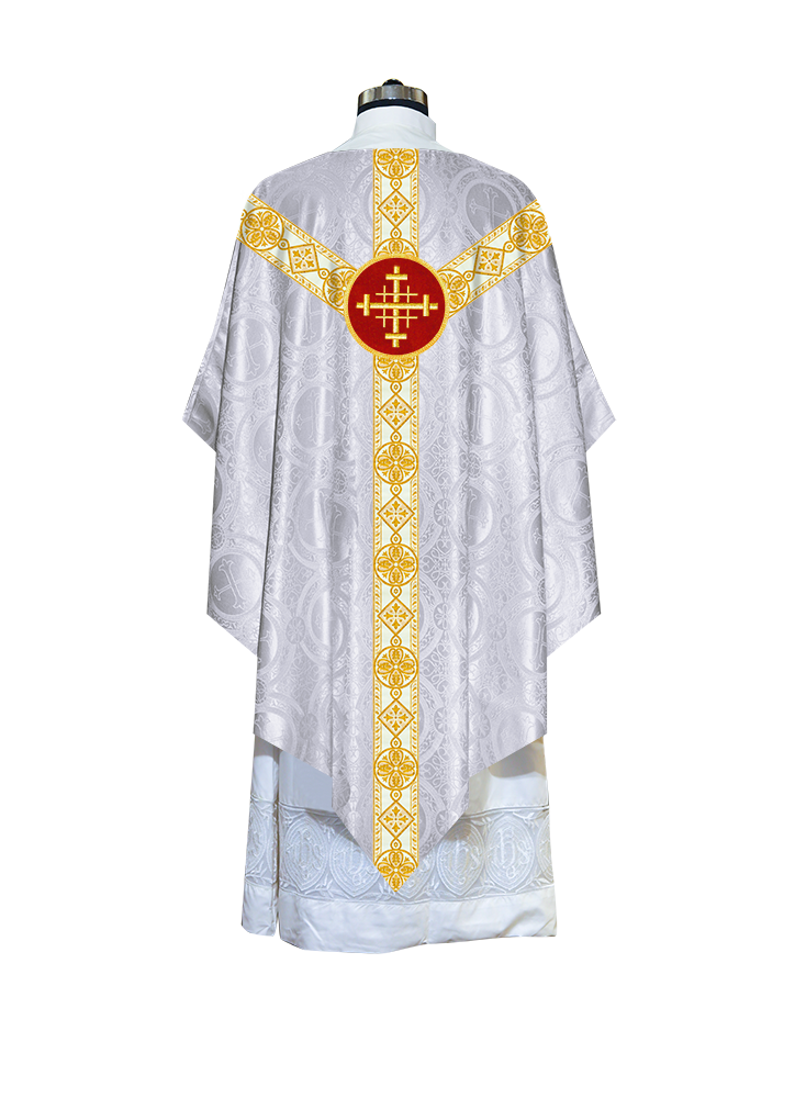 Traditional Pugin Style Chasuble Adorned with White Braids