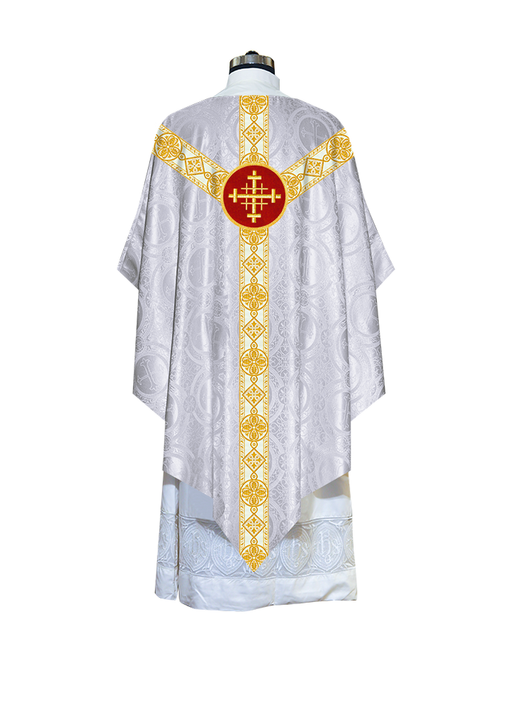 Traditional Pugin Style Chasuble Adorned with White Braids