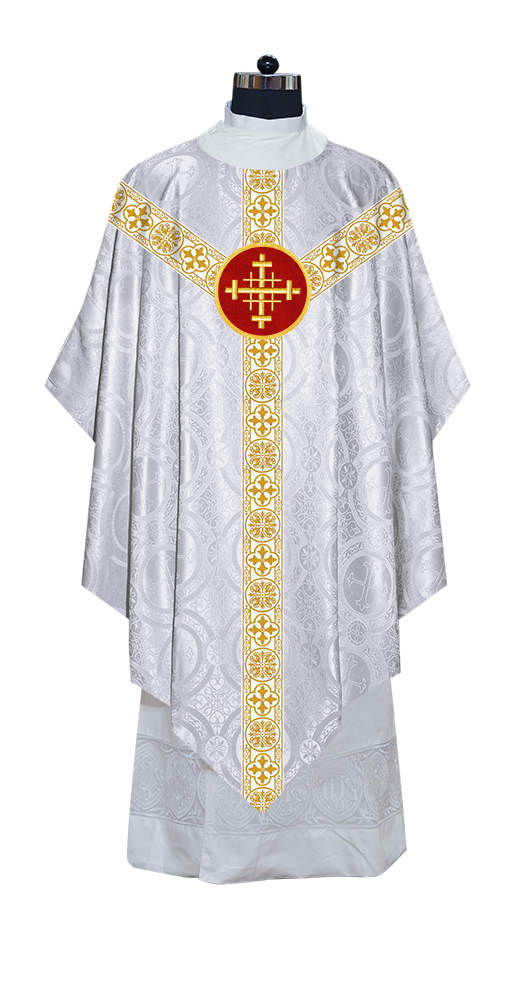 Traditional Pugin Style Chasuble Adorned with White Braids