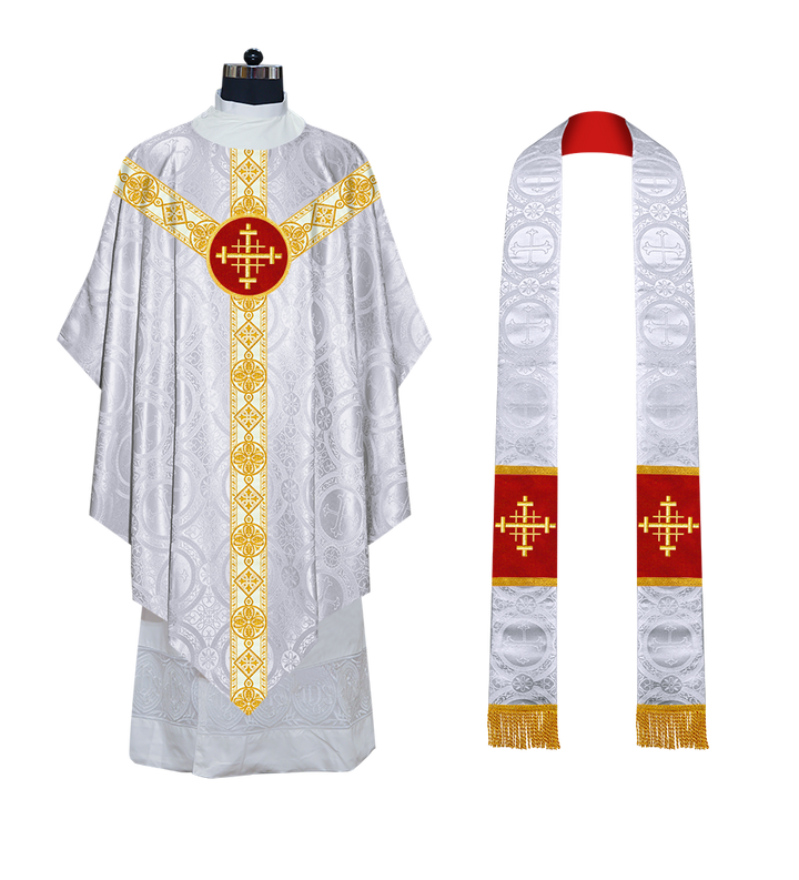 Traditional Pugin Style Chasuble Adorned with White Braids