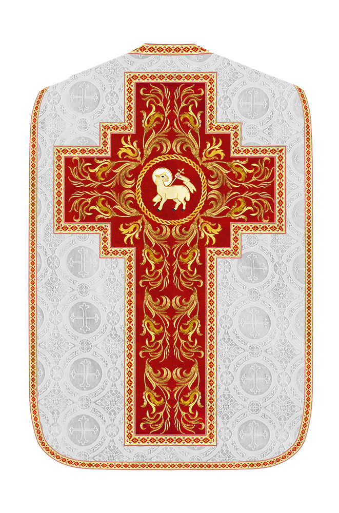 Roman Chasuble Vestment With Woven Braids and Trims