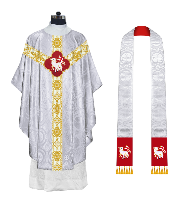 Gothic Chasuble Vestment with Motif and Trims
