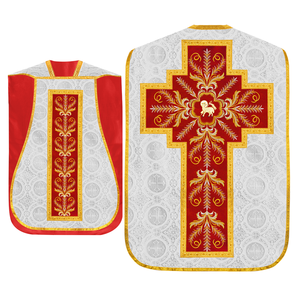 Set of Four Roman Chasuble with liturgical motifs