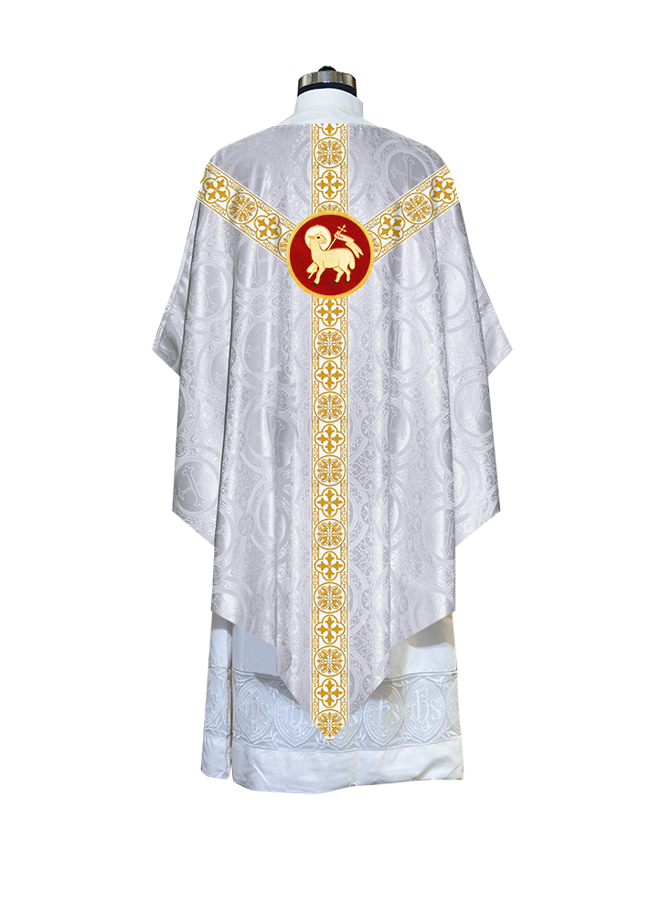 Traditional Pugin Style Chasuble Adorned with White Braids