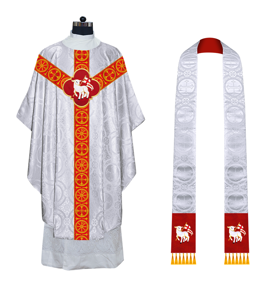 Gothic Chasuble Vestment with Y type braided orphrey