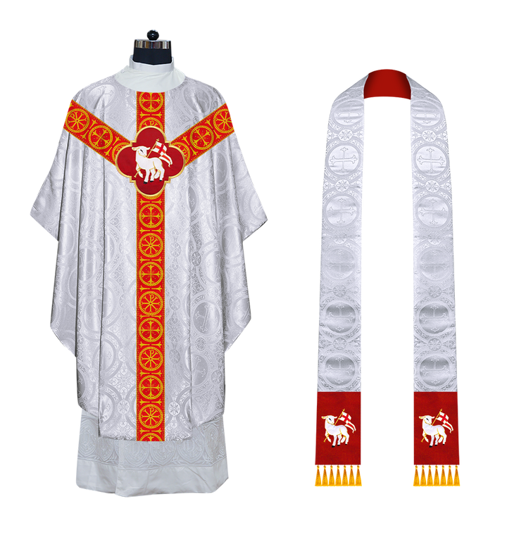 Gothic Chasuble Vestment with Y type braided orphrey