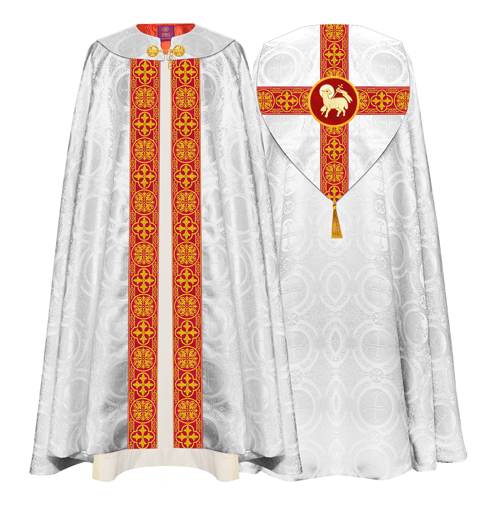 Gothic Cope Vestment with Cross type Braided Trims and motif