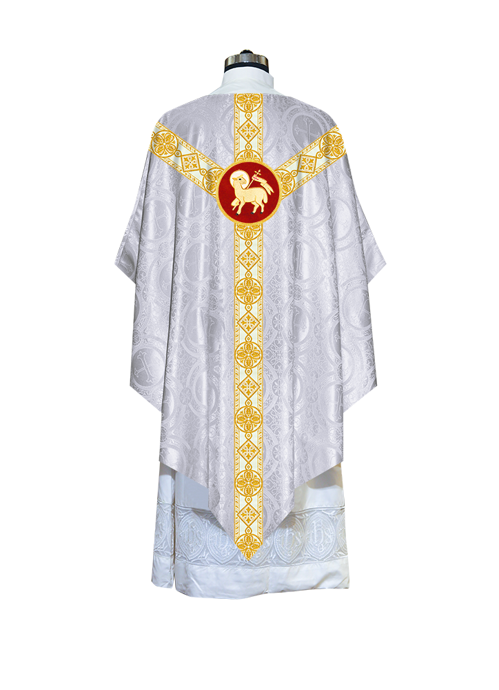 Traditional Pugin Style Chasuble Adorned with White Braids